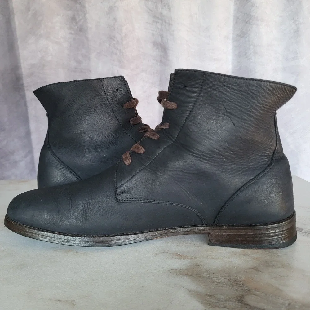 Maison Forte Lace Up Chukka Boots Black Men's Size 10.5 Leather